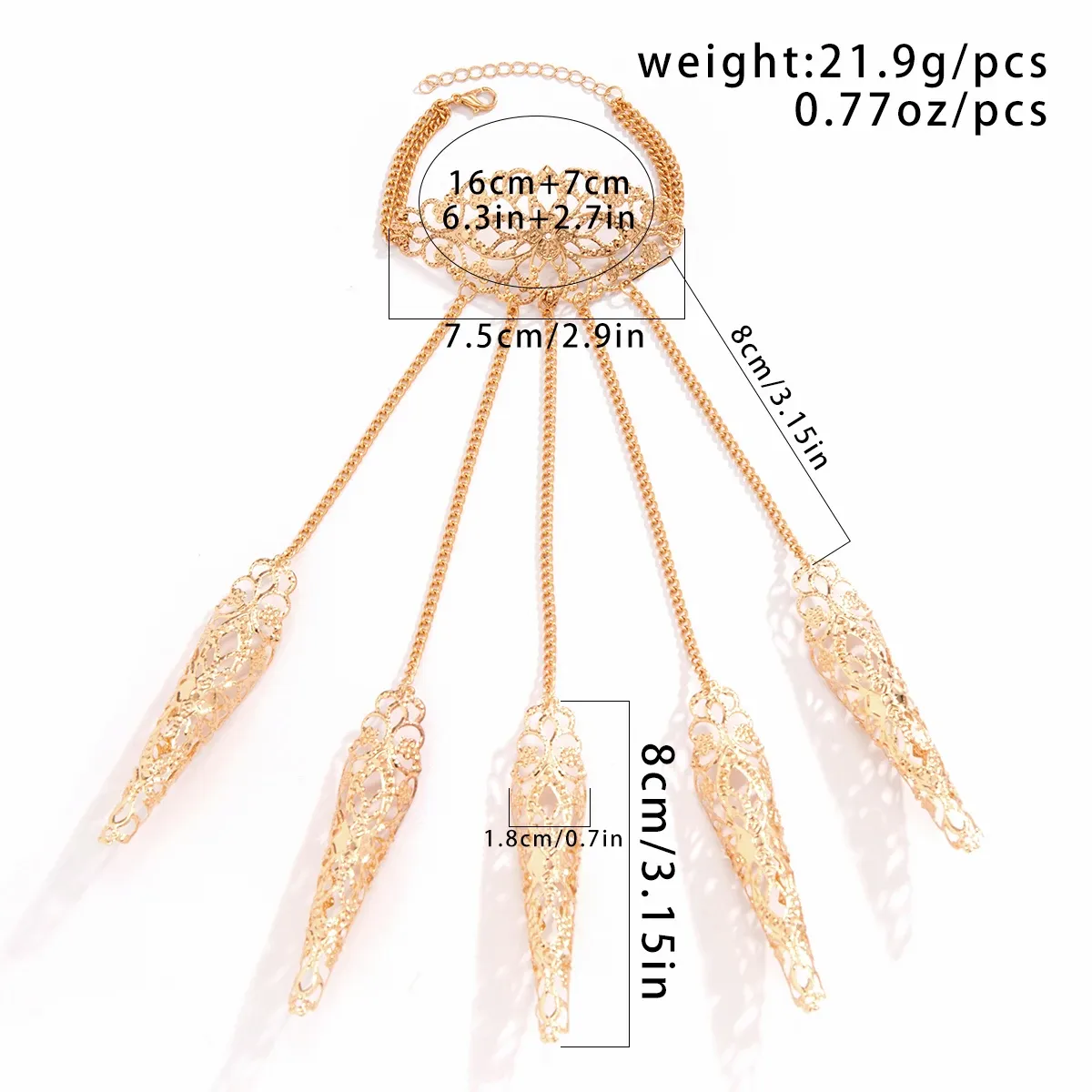 Creative Exaggerated Dubai Indian Finger Wrist Chain Bracelets - Y2K Steampunk Jewelry