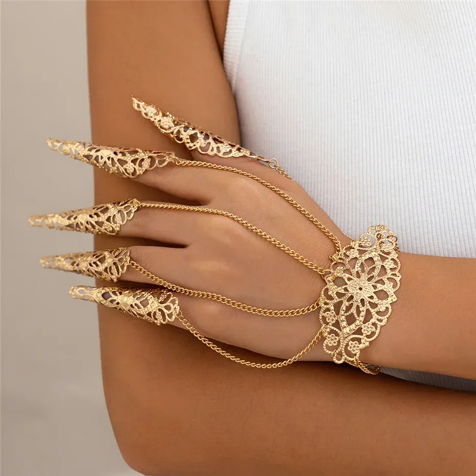 Creative Exaggerated Dubai Indian Finger Wrist Chain Bracelets - Y2K Steampunk Jewelry