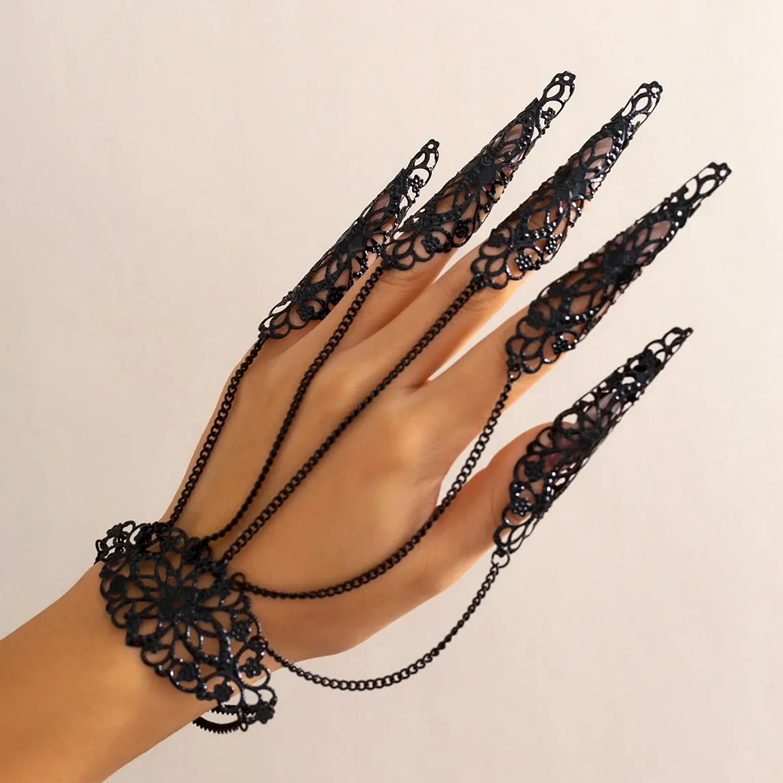 Creative Exaggerated Dubai Indian Finger Wrist Chain Bracelets - Y2K Steampunk Jewelry
