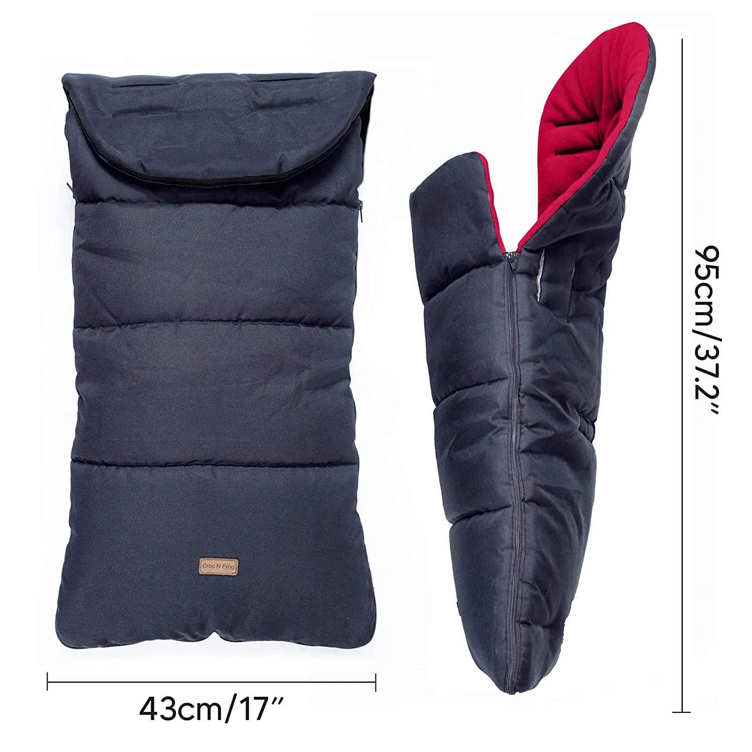 CrocnFrog Baby Stroller Bunting Blanket | Toddler Universal Footmuff Sleeping Bag with Adjustable Side Zips | Red