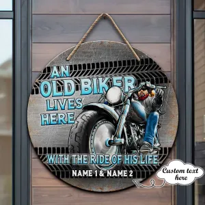 Custom Wooden Sign - Old biker and the ride of his life - Fuly102