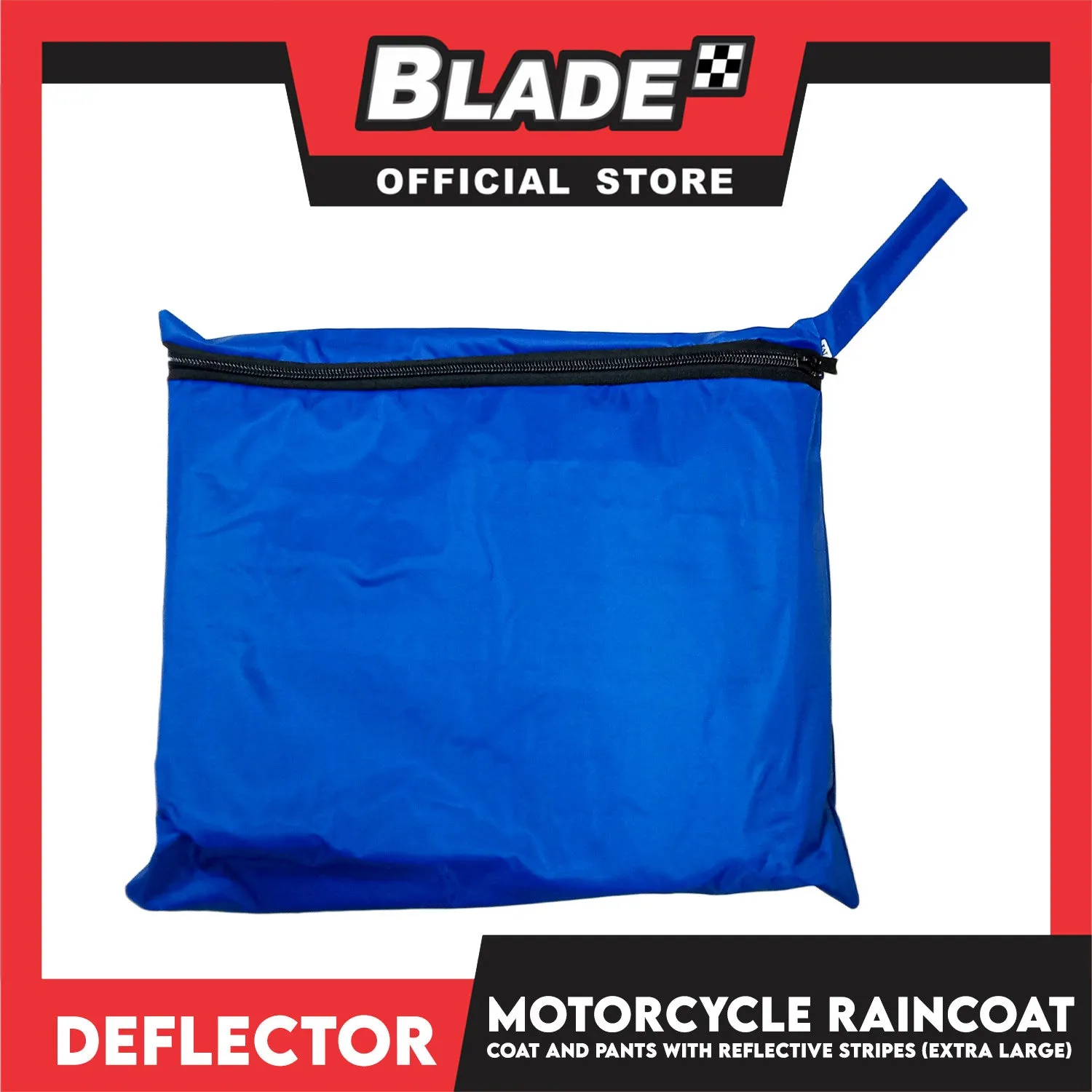 Deflector Motorcycle RainCoat, Coat and Pants Set with Reflective Stripes (XL)