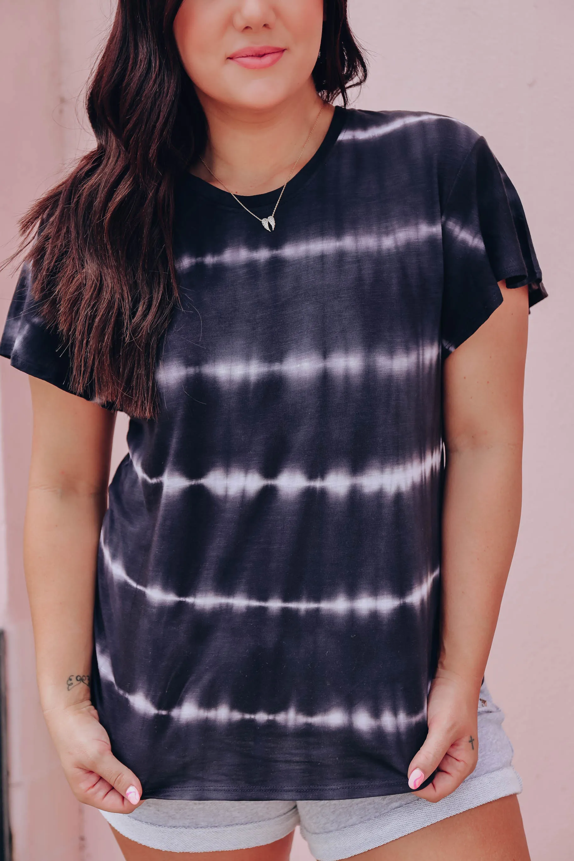 Drift Away Bleach Wash Tee - Black - Final Sale