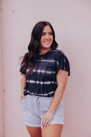 Drift Away Bleach Wash Tee - Black - Final Sale
