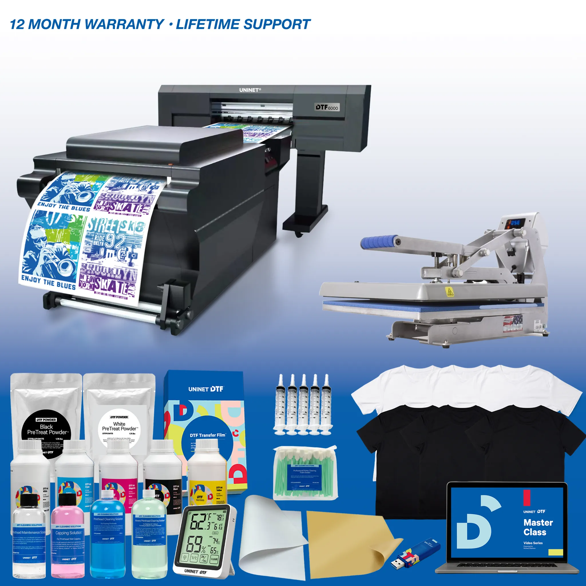 DTF 6000 Printer - Deluxe Package with Hotronix Hover Heat Press 16” x 24”