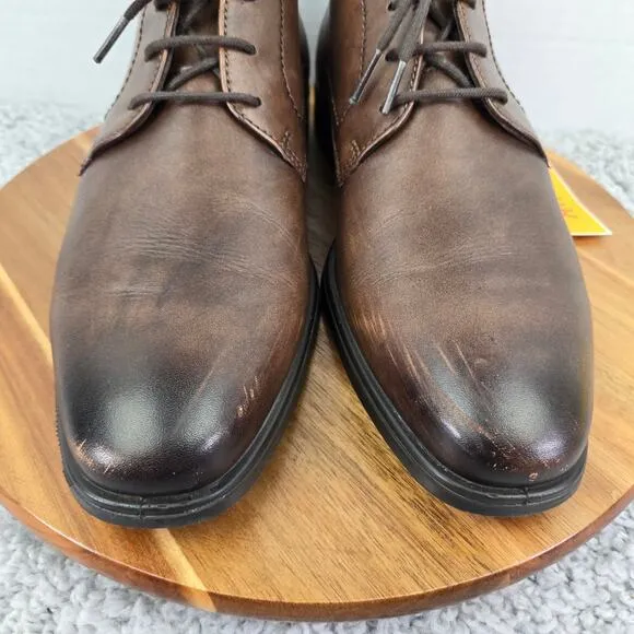 Ecco Melbourne Brown Leather Casual Lace Up Daily Lifestyle Chukka Boots Mens 44