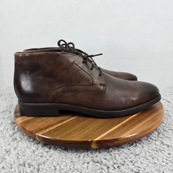 Ecco Melbourne Brown Leather Casual Lace Up Daily Lifestyle Chukka Boots Mens 44