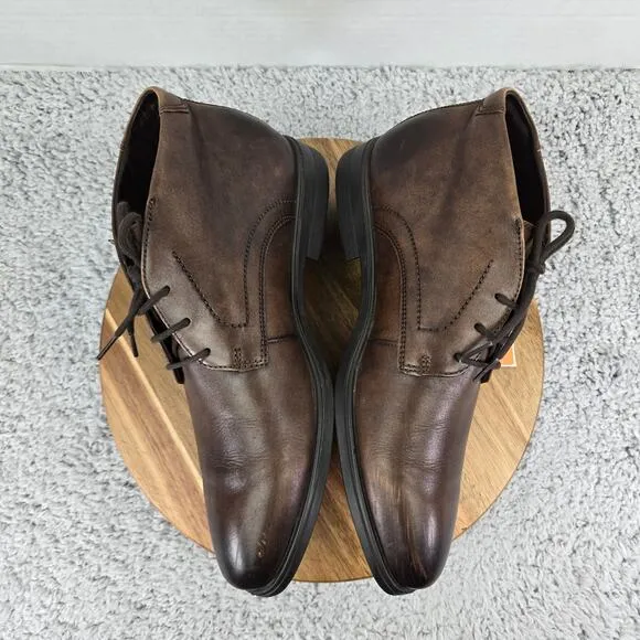 Ecco Melbourne Brown Leather Casual Lace Up Daily Lifestyle Chukka Boots Mens 44