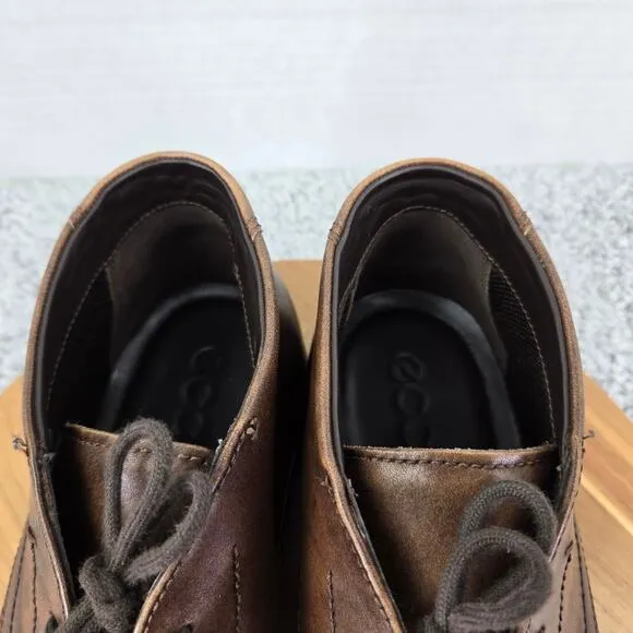 Ecco Melbourne Brown Leather Casual Lace Up Daily Lifestyle Chukka Boots Mens 44