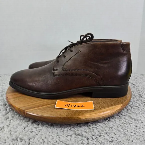 Ecco Melbourne Brown Leather Casual Lace Up Daily Lifestyle Chukka Boots Mens 44