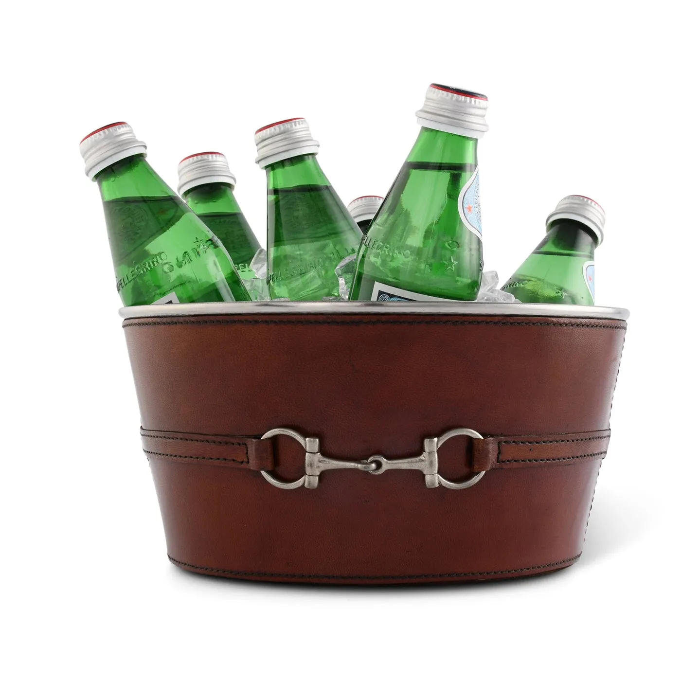 Equestrian Leather Party Tub with Snaffle Bit - Stainless Lined