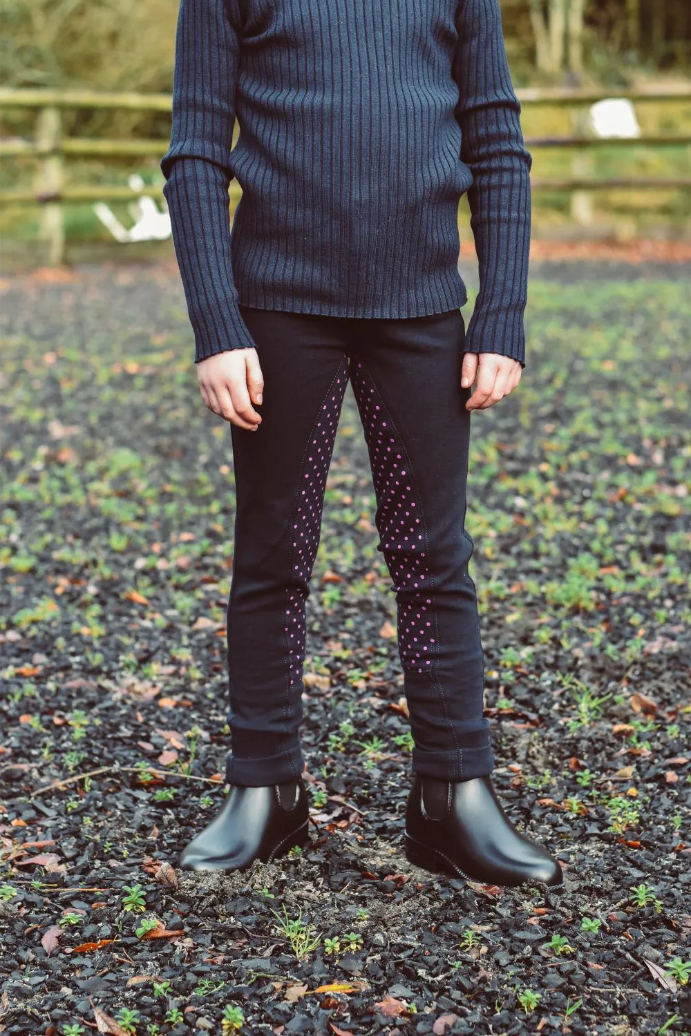 Equisential Jodhpur Child Spotty Navy/Azalea