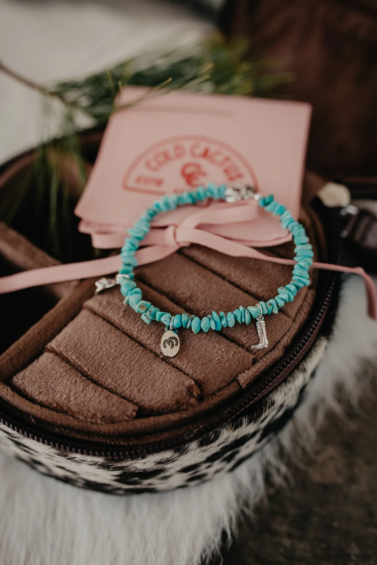 Exclusive CC Turquoise & Silver Western Charm Bracelet
