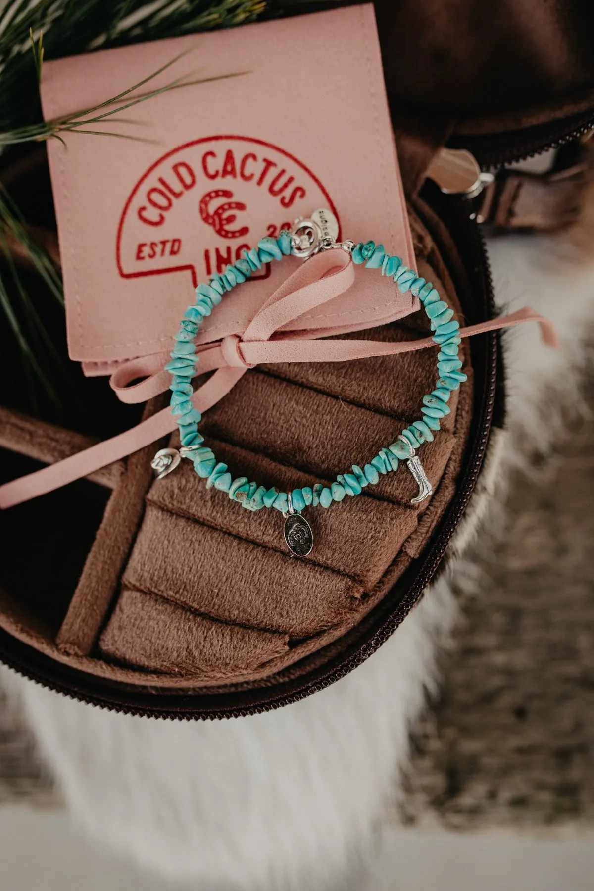 Exclusive CC Turquoise & Silver Western Charm Bracelet