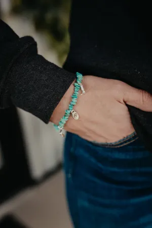 Exclusive CC Turquoise & Silver Western Charm Bracelet