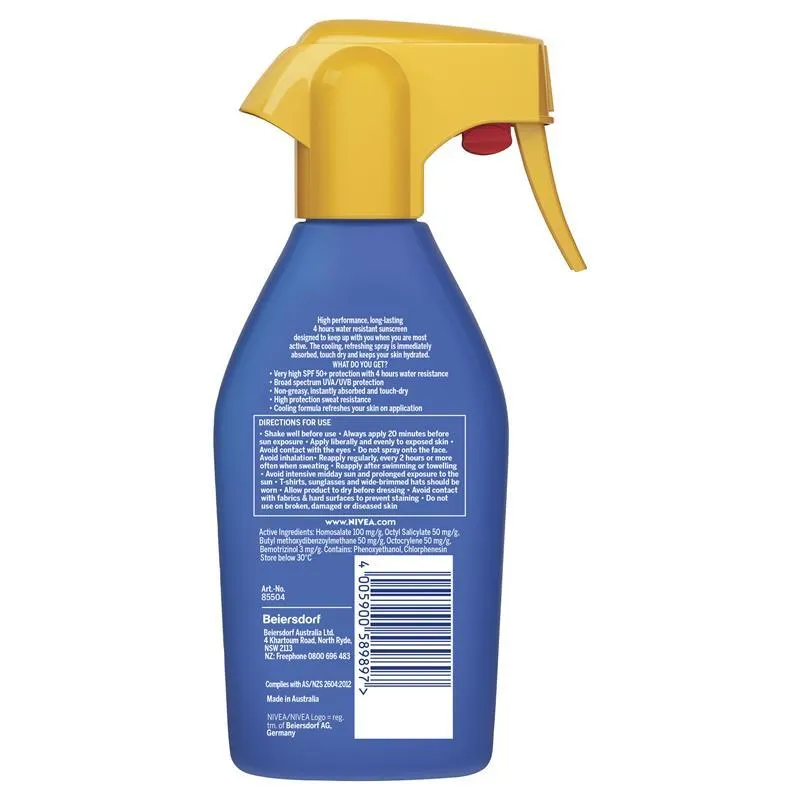 [Expiry: 05/2025] Nivea Sun SPF 50  Ultra Sport Protect Cooling Sunscreen Trigger Spray 300mL