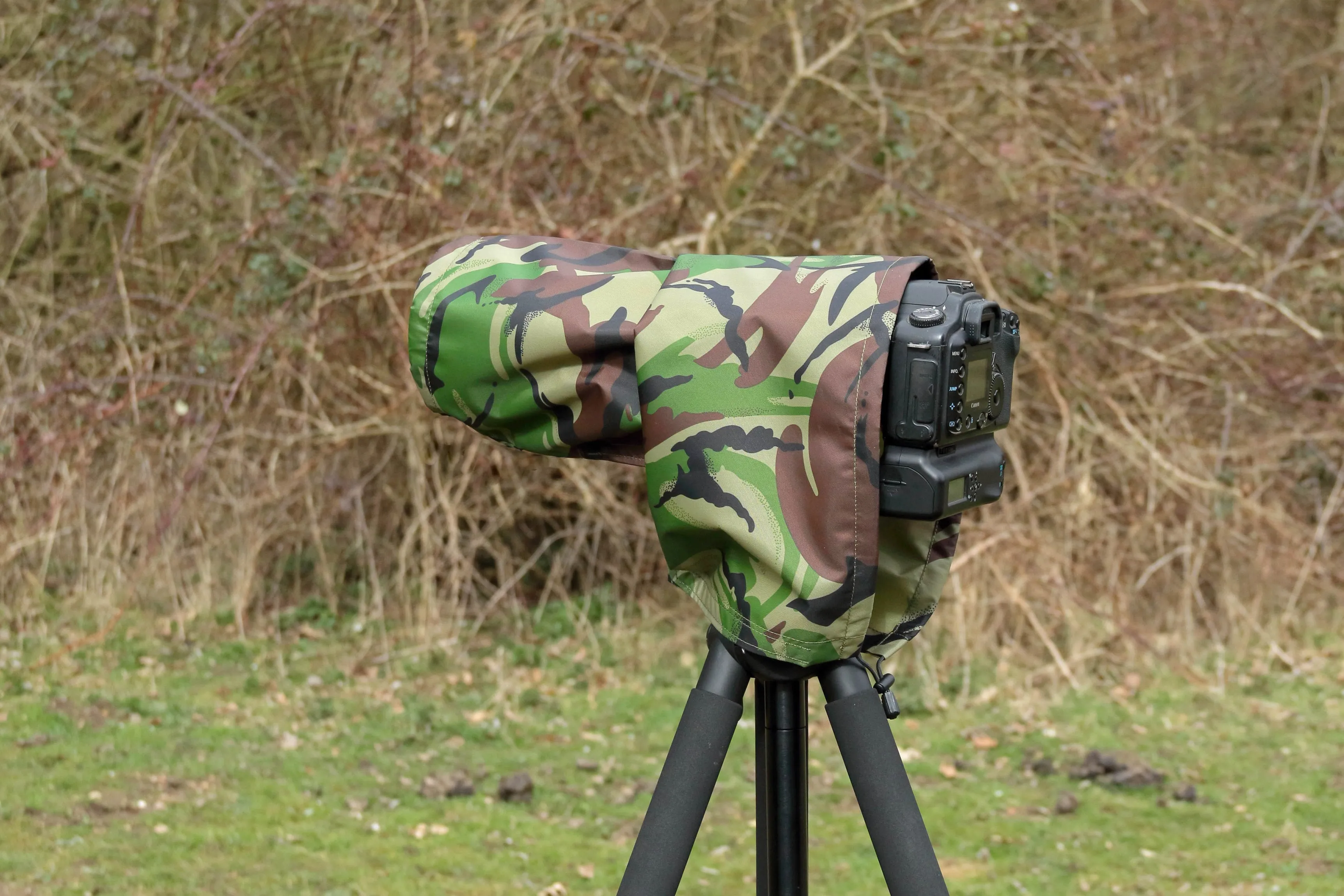 For Sigma lens range Waterproof DPM Woodland Camera Lens Rain SET Covers, Cap & Carry Pouch