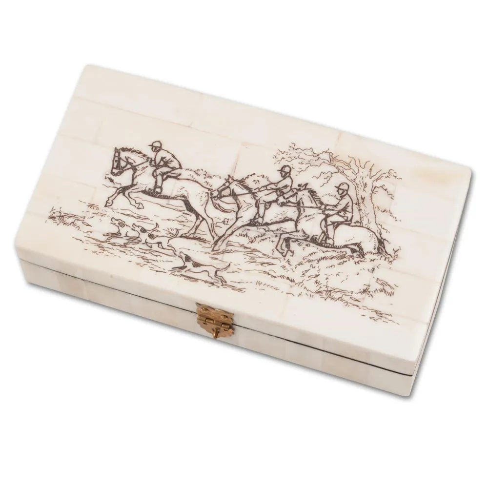 Foxhunting Scrimshaw Box