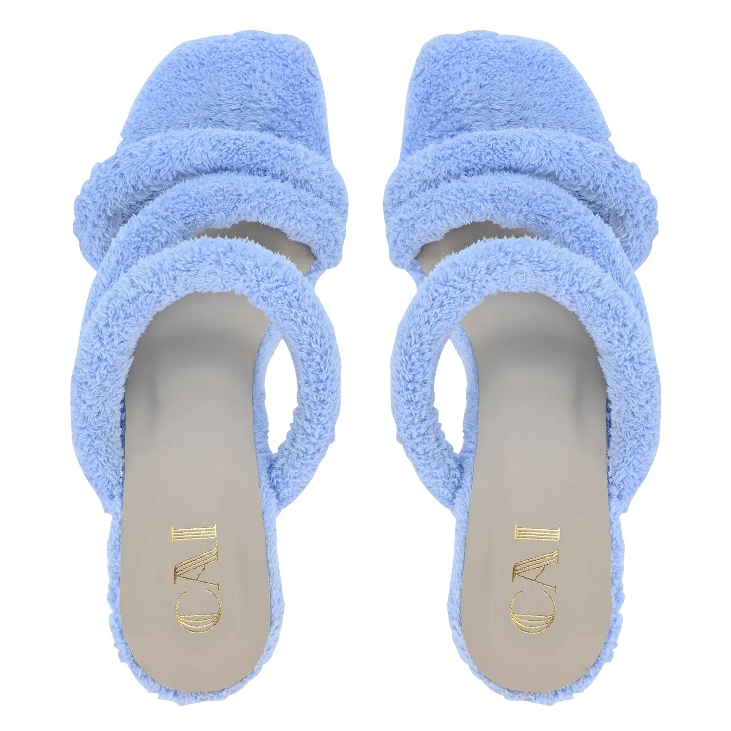 Furry Aqua Heels