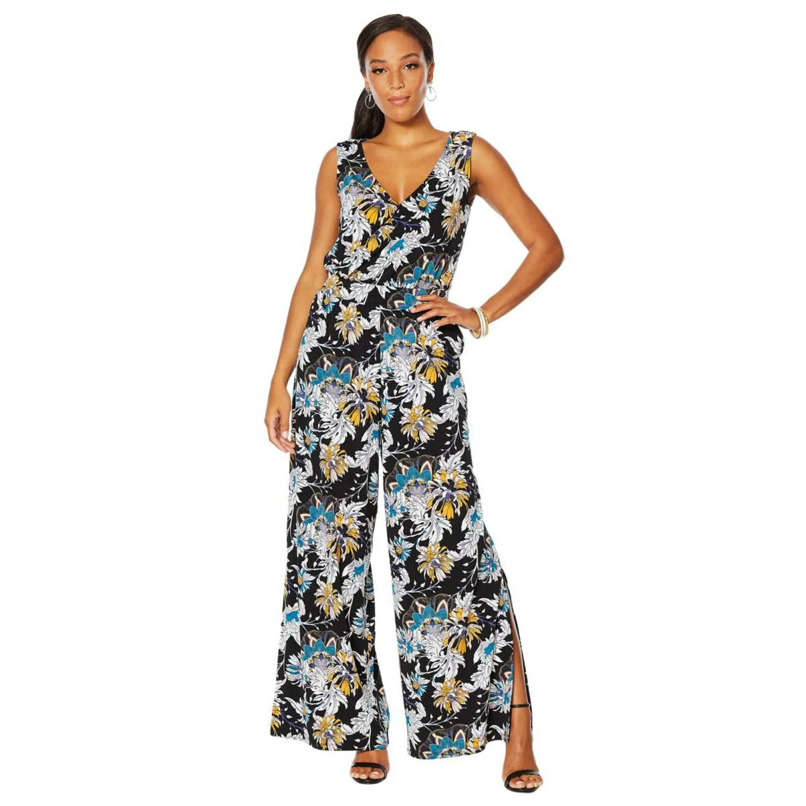 G by Giuliana Women's Sleeveless V-Neck Knit Jumpsuit