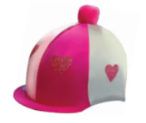 Glitter Hearts Pom Pom Lycra Hat Cover
