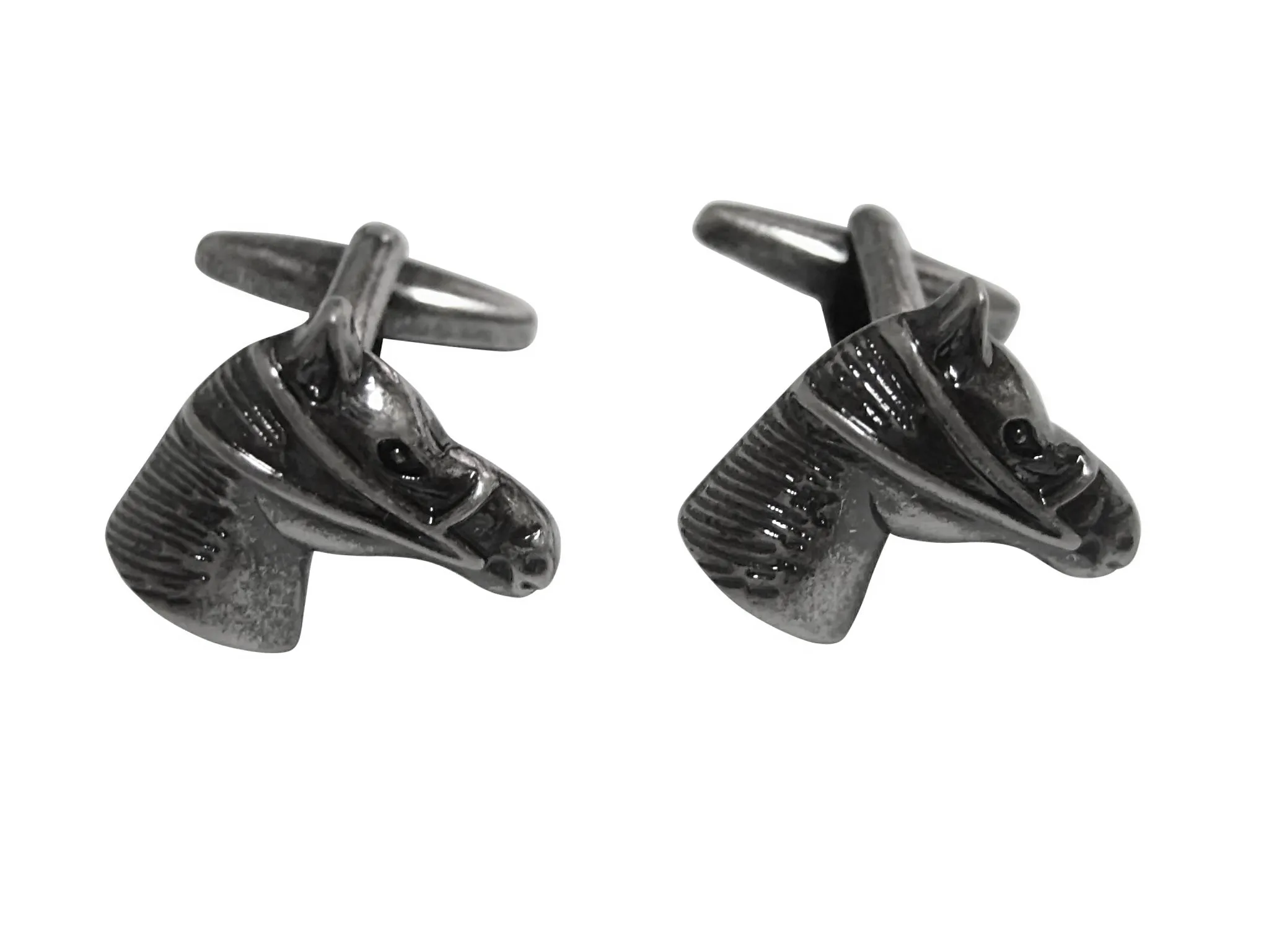 Gunmetal Toned Equestrian Horse Head Cufflinks