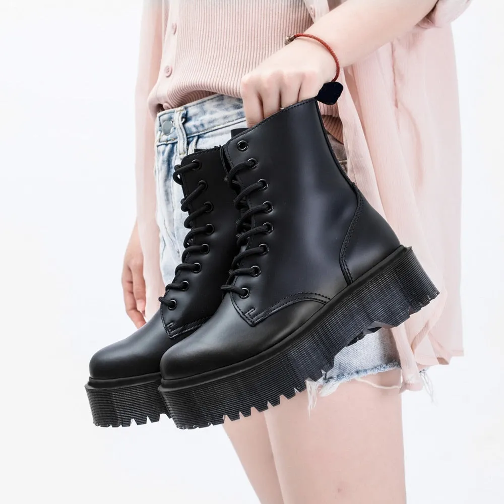 High Quality Woman Martin Boots with Small BagsThick Bottom Elegant Boots Autumn Fashion Shoes