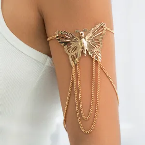 Hollow Metal Butterfly Upper Arm Bracelet Vintage Bohemian Geometric Bangle