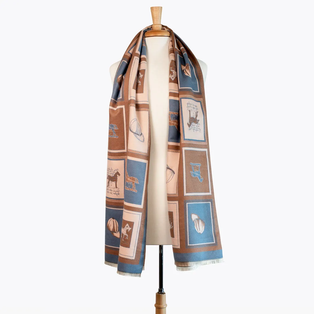 Hunt Club -  Equestrian Motif Luxe Shawl