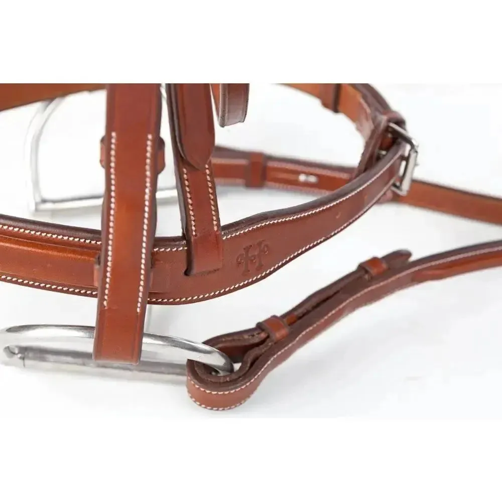 Huntley Equestrian Sedgwick Fancy Stitched Square Raised Hunter Horse Bridle with Reins