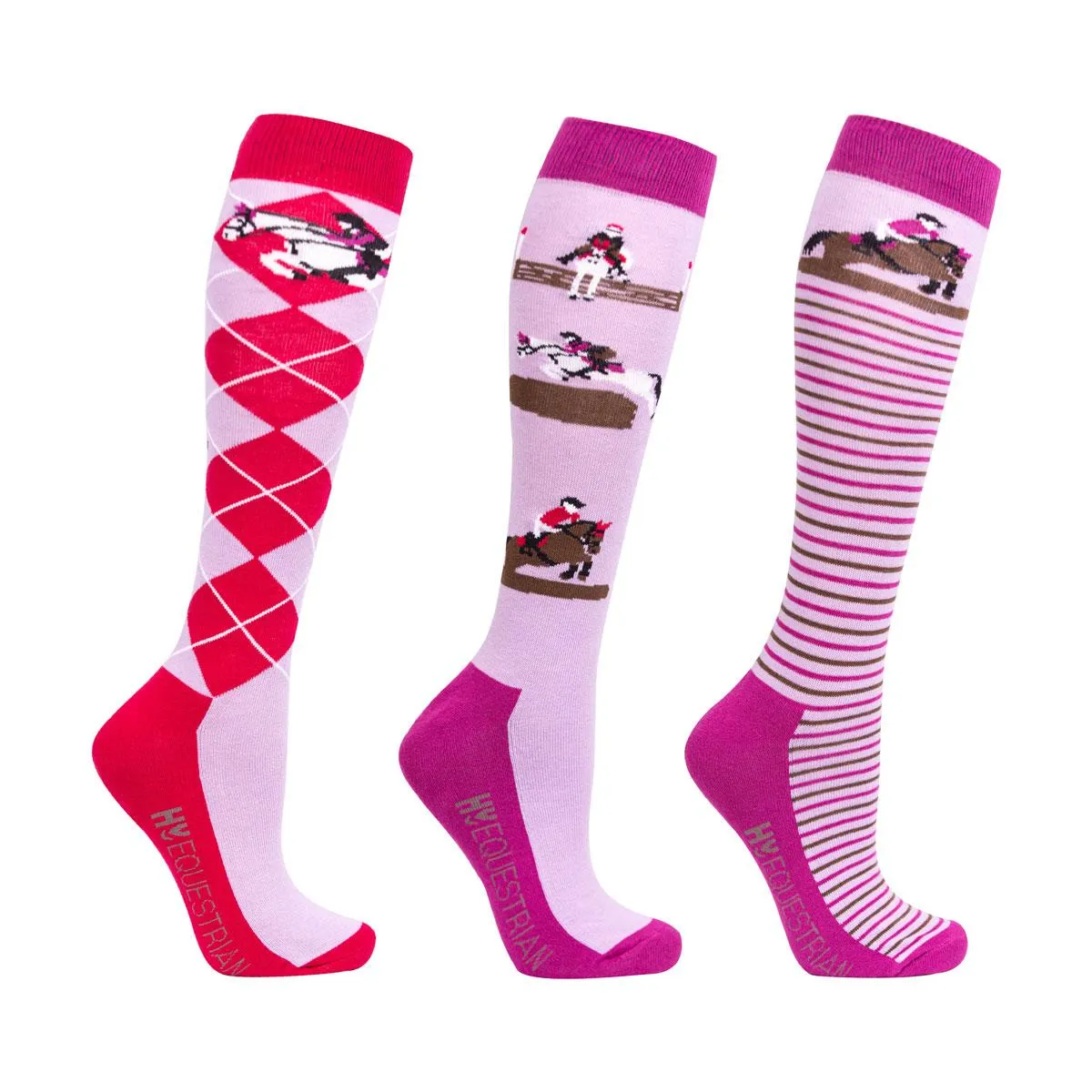 Hy Equestrian Cross Country Horse Riding Socks (Pack of3)