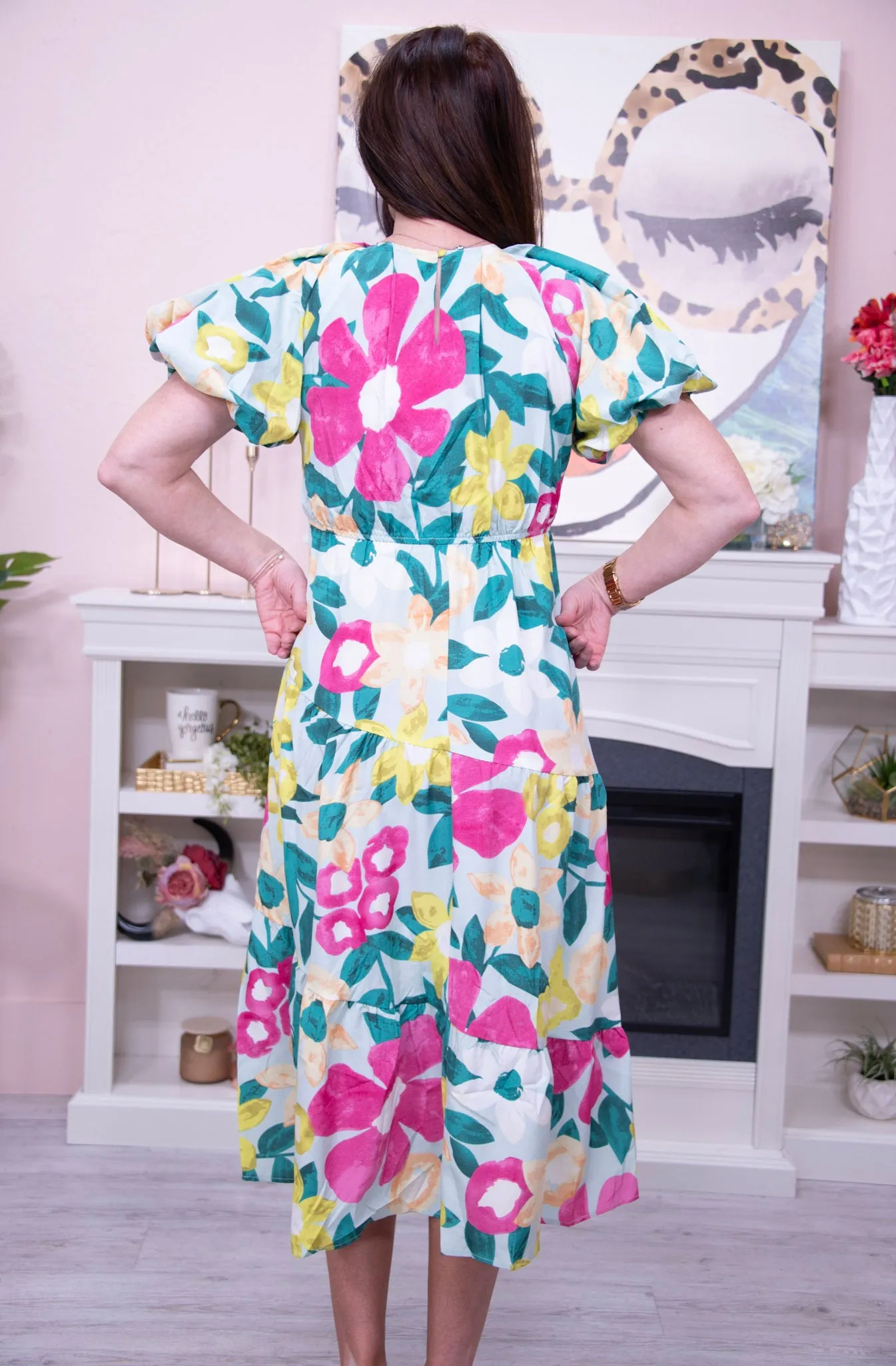 In Full Bloom Tiered Floral Print Midi Dress