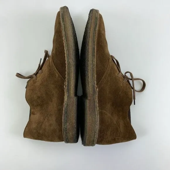 J Crew MacAlister Chukka Boot Brown Suede Lace Up Ankle Crepe Sole Mens 8 H Wide
