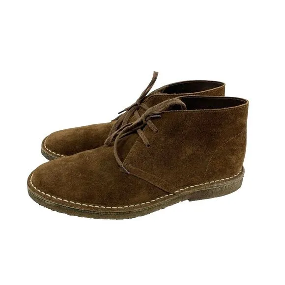 J Crew MacAlister Chukka Boot Brown Suede Lace Up Ankle Crepe Sole Mens 8 H Wide