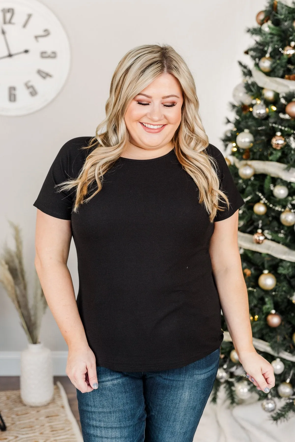 Just Another Chance Knit Top- Black