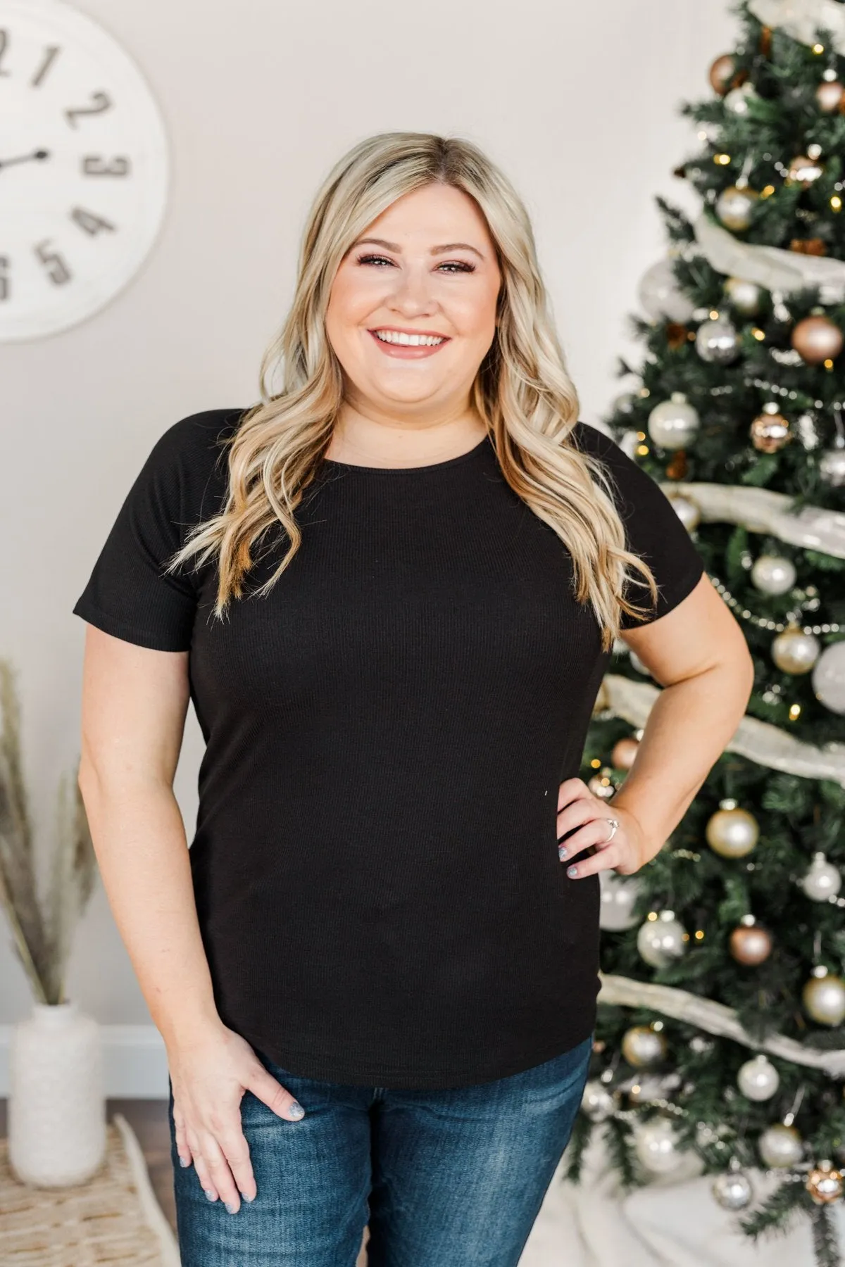 Just Another Chance Knit Top- Black