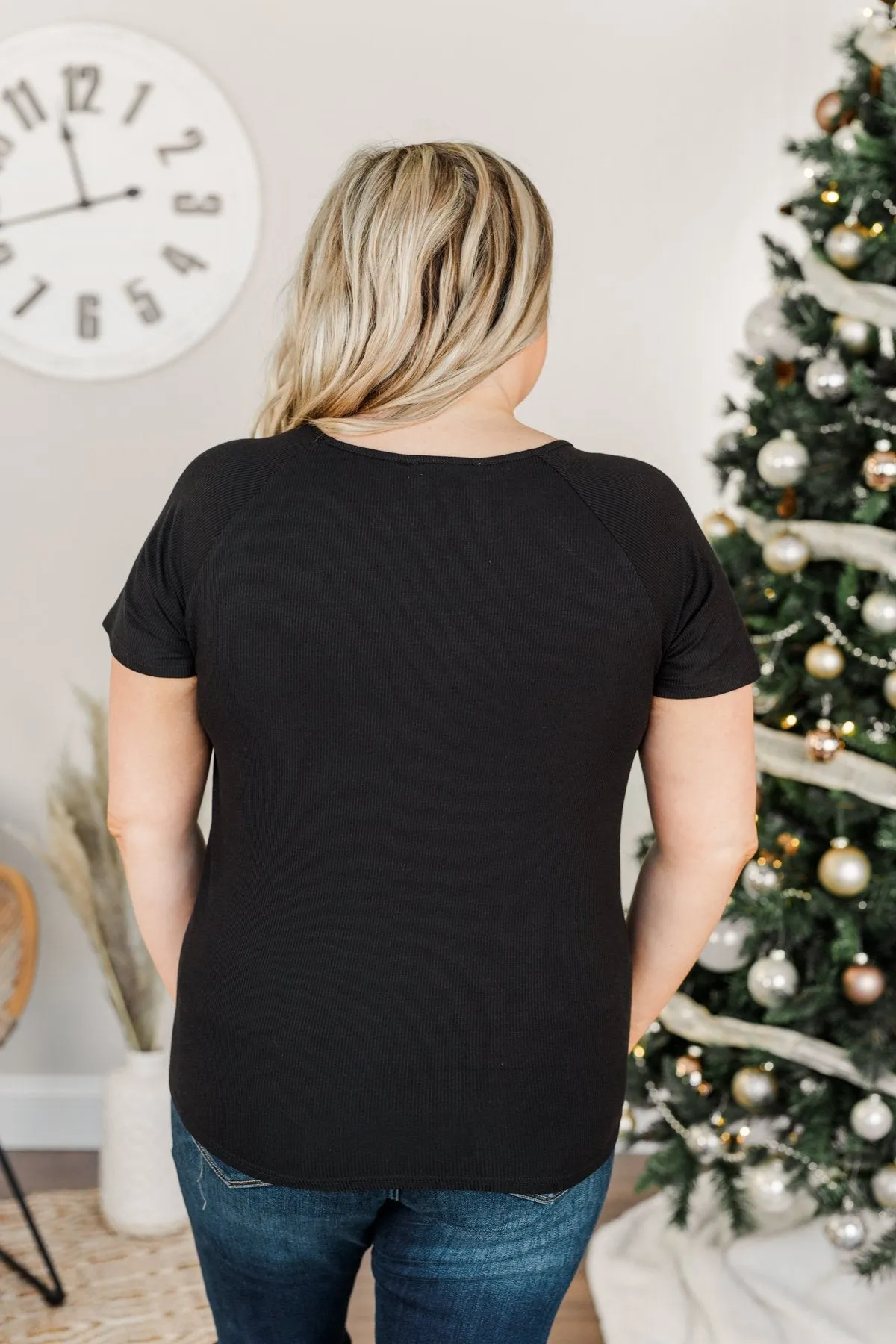 Just Another Chance Knit Top- Black