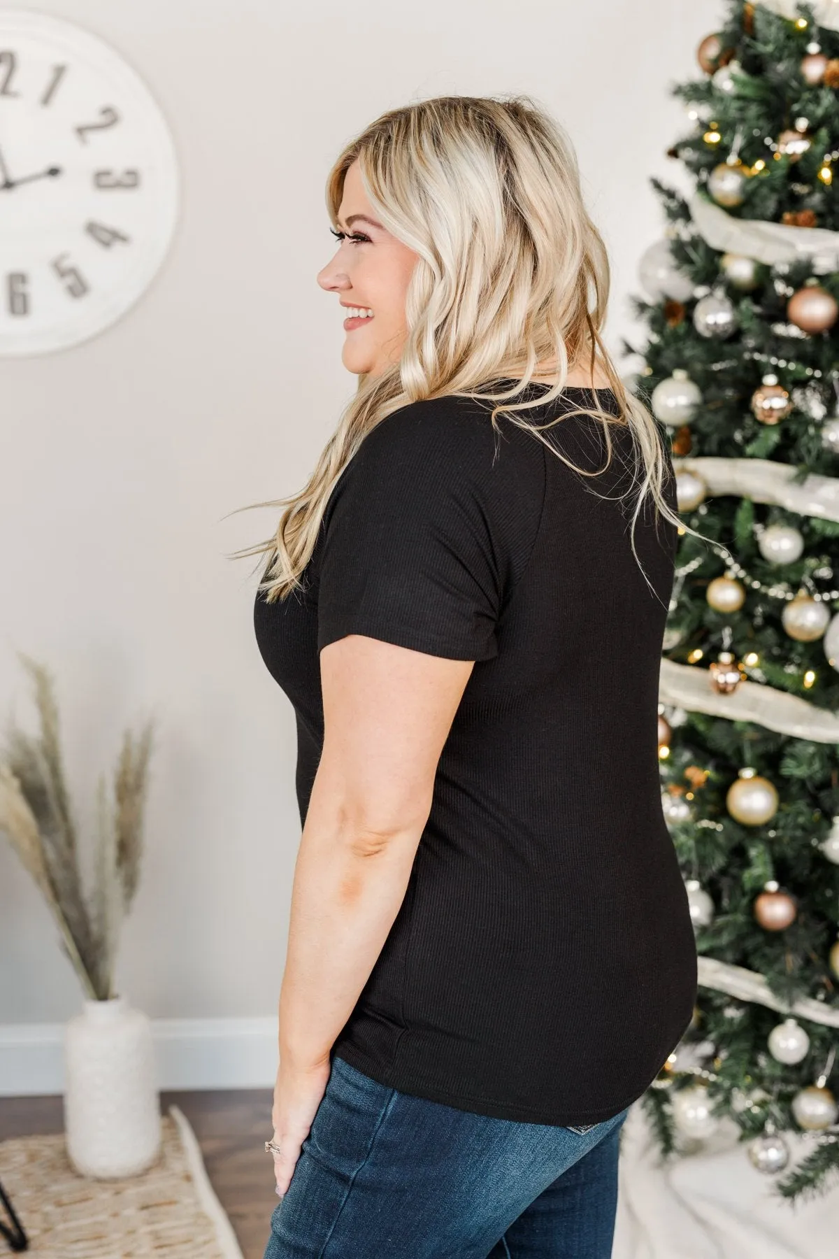 Just Another Chance Knit Top- Black