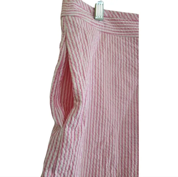 Kate Spade Pink Striped Seersucker Shorts 12 Side Zip Flat Front Pockets