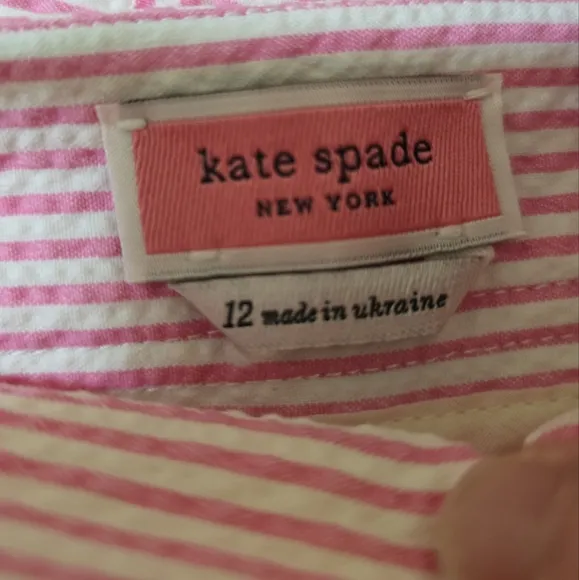 Kate Spade Pink Striped Seersucker Shorts 12 Side Zip Flat Front Pockets