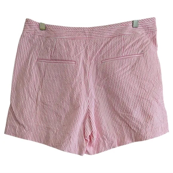 Kate Spade Pink Striped Seersucker Shorts 12 Side Zip Flat Front Pockets