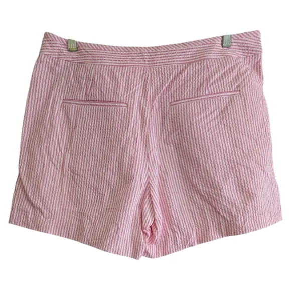 Kate Spade Pink Striped Seersucker Shorts 12 Side Zip Flat Front Pockets