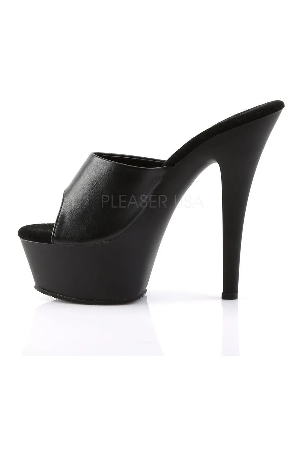 KISS-201 Platform Sandal | Black Faux Leather
