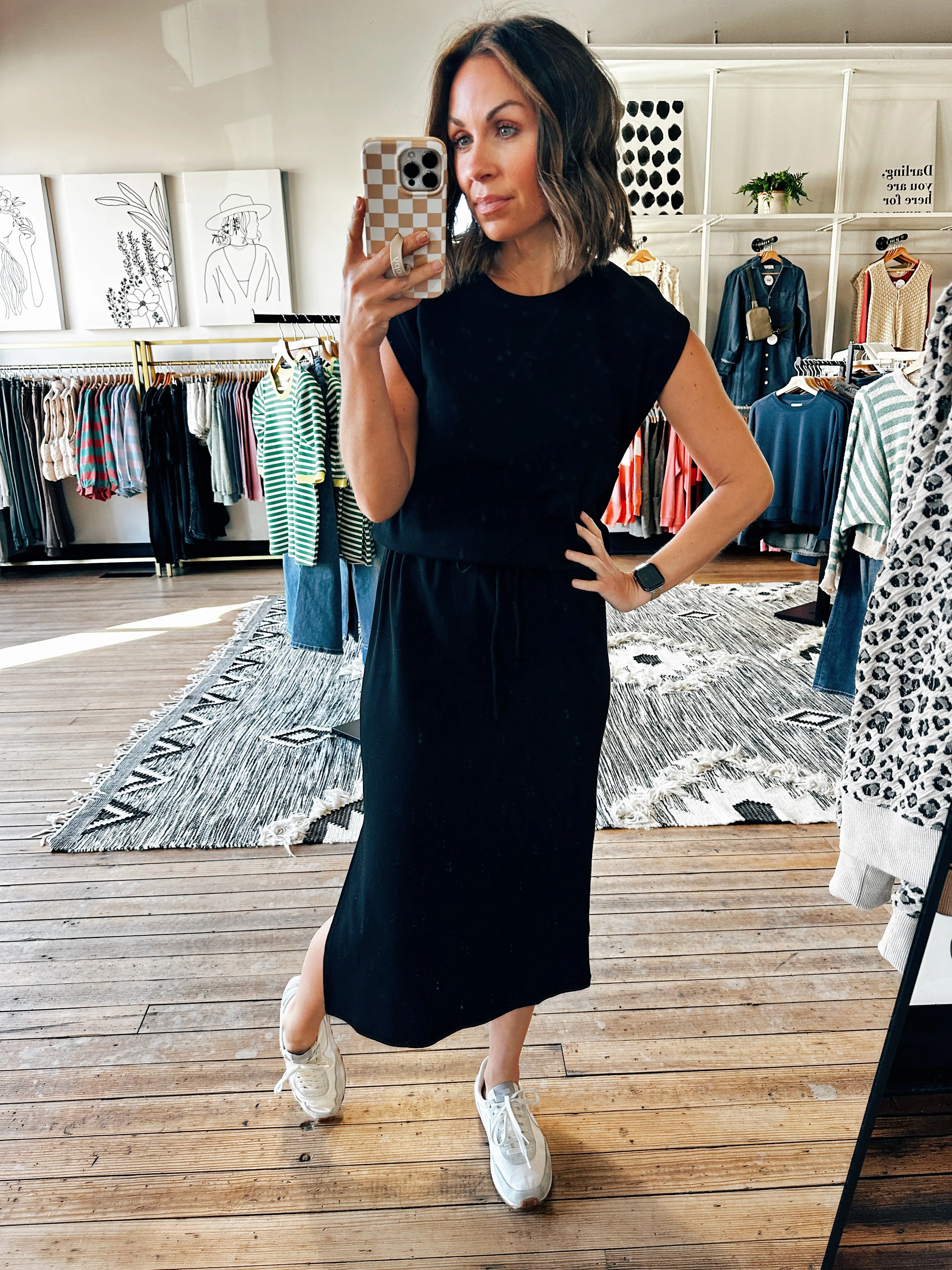 Knit Drawstring Midi Dress-2 Colors