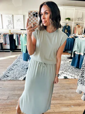 Knit Drawstring Midi Dress-2 Colors