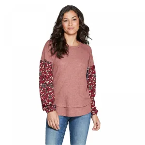 Knox Rose Women's Long Sleeve Crewneck Blouse Top