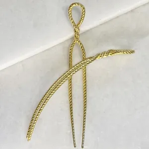 Lariat - Double Rope Twist and 14K Gold on Brass Large Hair Pick