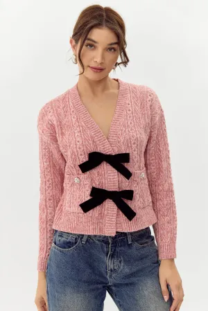 Lauren Bow Front Jeweled Cardigan