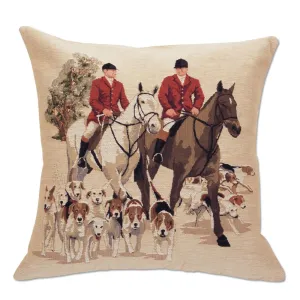 Leading the Hounds - Tapestry Foxhunting Pillow