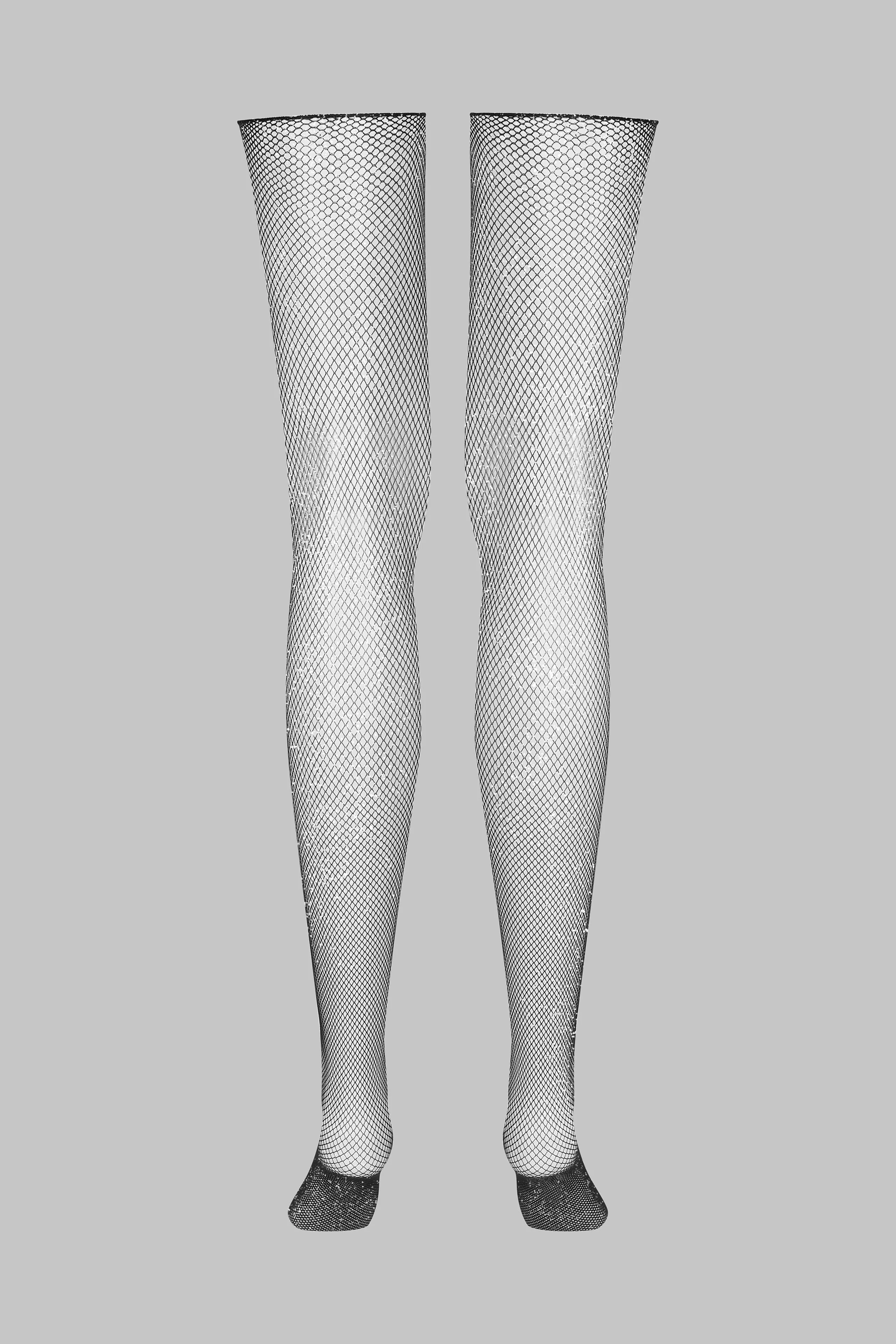 Lurex fishnet cut and curled stockings - Les Coquetteries